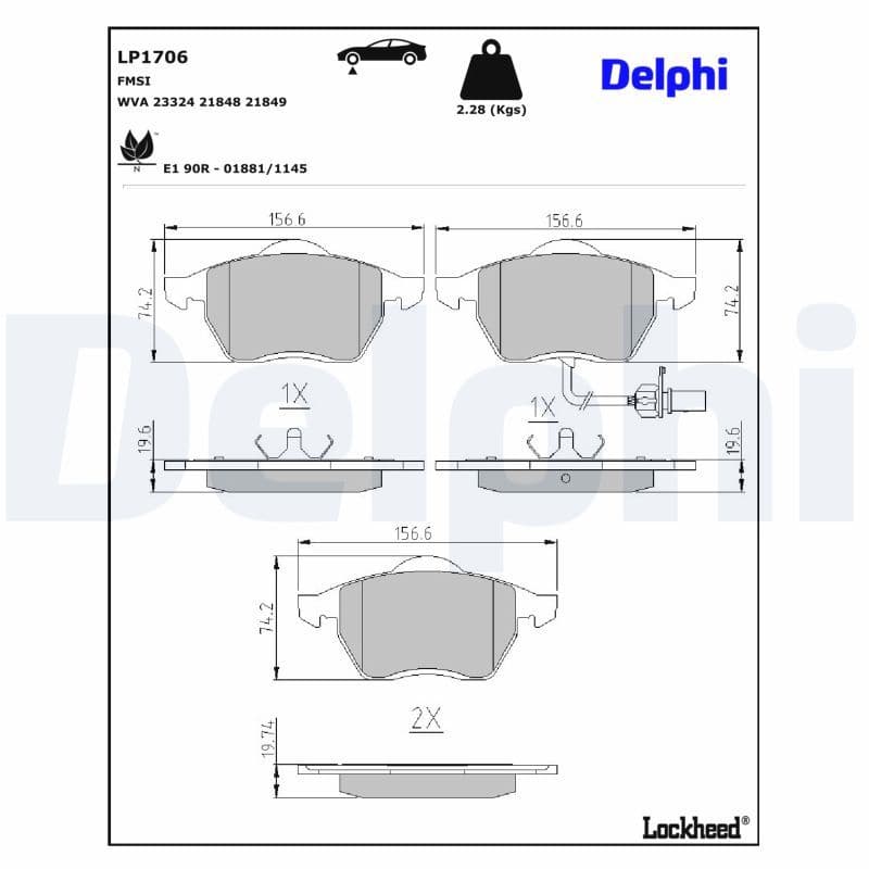 set placute frana,frana disc DELPHI LP1706