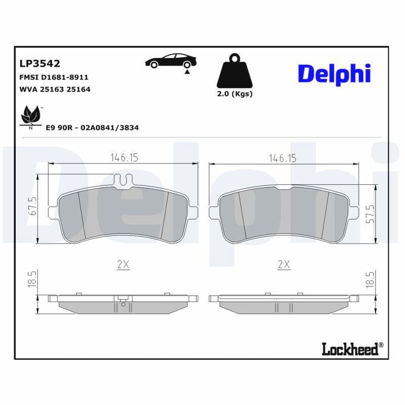 set placute frana,frana disc DELPHI LP3542