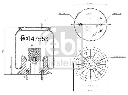Burduf, suspensie pneumatica FEBI BILSTEIN 47553