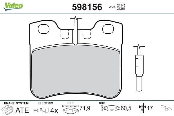 set placute frana,frana disc VALEO 598156