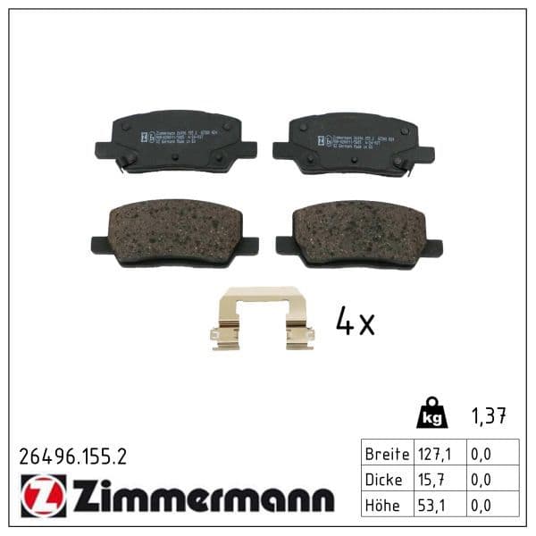 set placute frana,frana disc ZIMMERMANN 26496.155.2