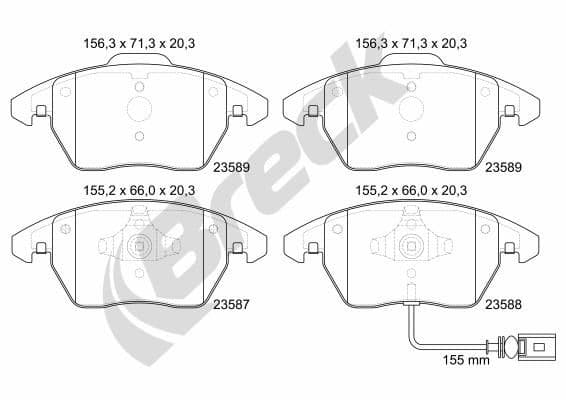set placute frana,frana disc BRECK 23587 00 701 10