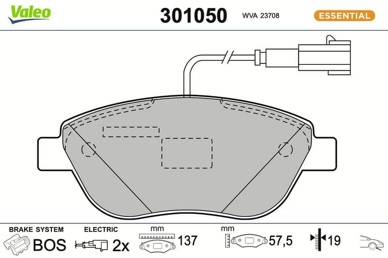 set placute frana,frana disc VALEO ESSENTIAL 301050