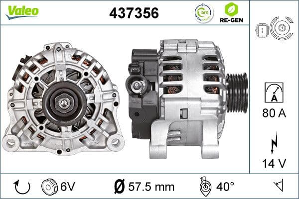 Generator / Alternator VALEO RE-GEN REMANUFACTURED 437356