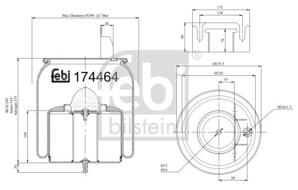 Burduf, suspensie pneumatica FEBI BILSTEIN 174464