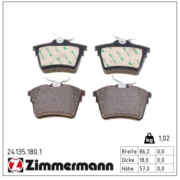 set placute frana,frana disc ZIMMERMANN 24135.180.1