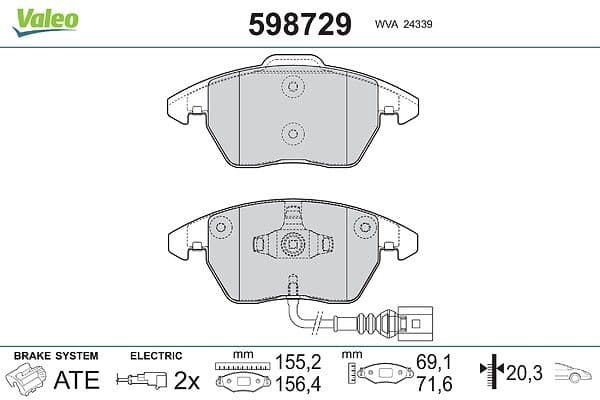 set placute frana,frana disc VALEO 598729