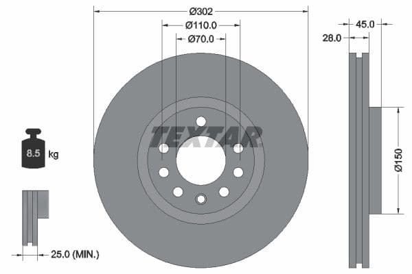 Disc frana TEXTAR PRO 92118303