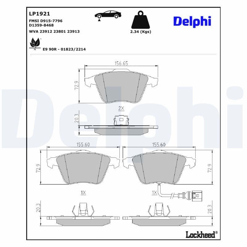 set placute frana,frana disc DELPHI LP1921
