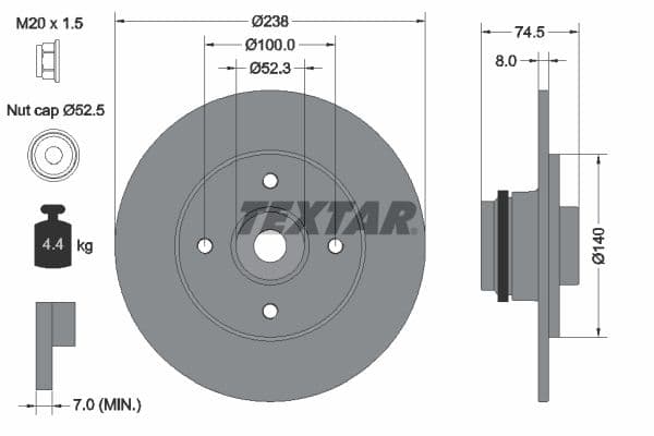 Disc frana TEXTAR 92231700
