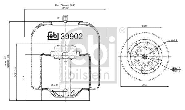 Burduf, suspensie pneumatica FEBI BILSTEIN 39902