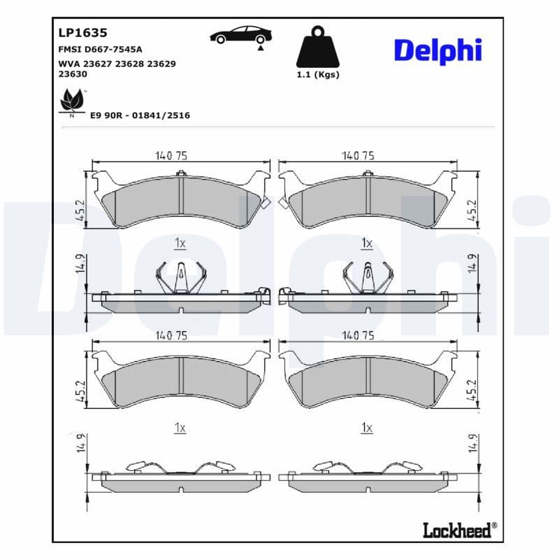 set placute frana,frana disc DELPHI LP1635
