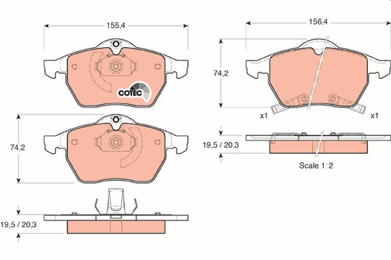 set placute frana,frana disc TRW COTEC GDB1342