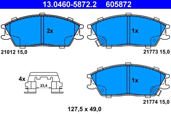 set placute frana,frana disc ATE 13.0460-5872.2