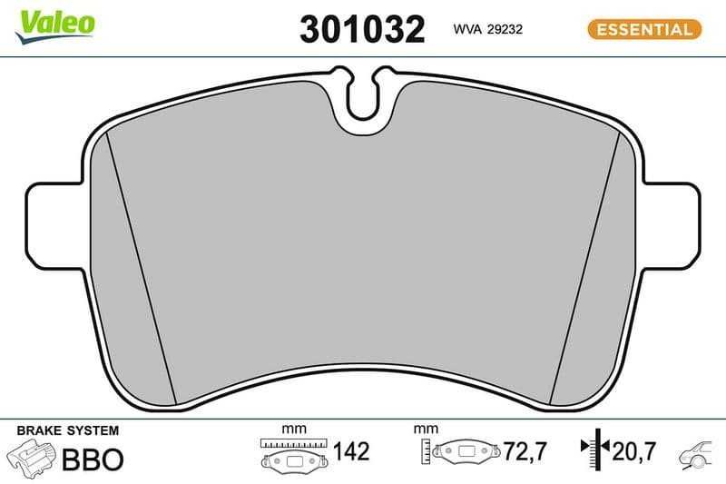 set placute frana,frana disc VALEO ESSENTIAL 301032