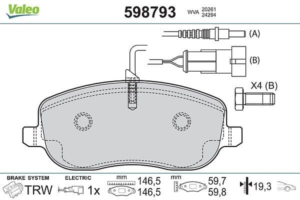 set placute frana,frana disc VALEO 598793