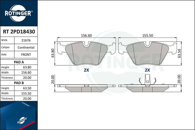 set placute frana,frana disc ROTINGER RT 2PD18430