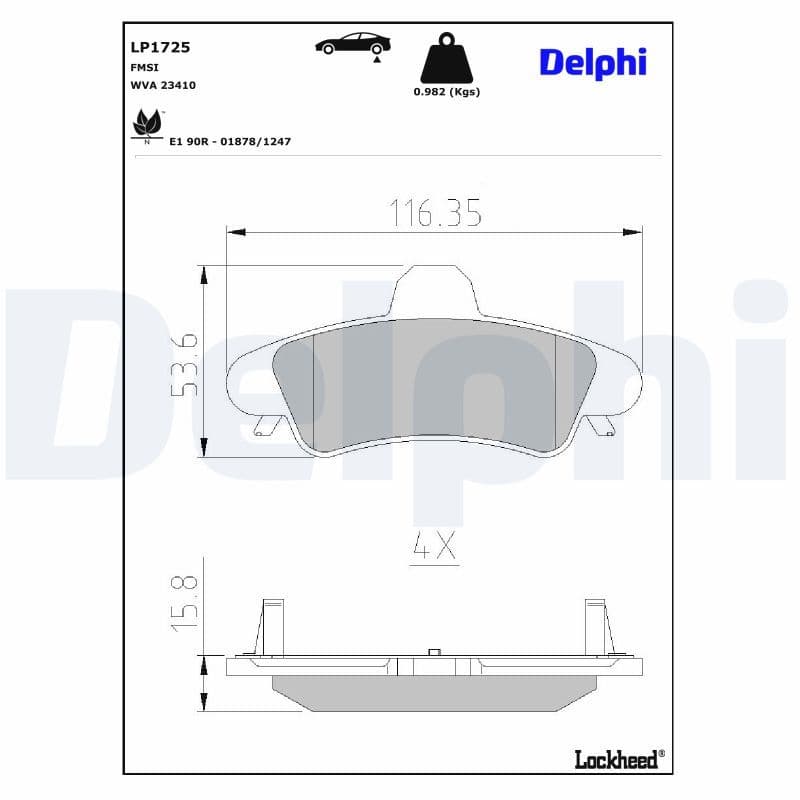 set placute frana,frana disc DELPHI LP1725