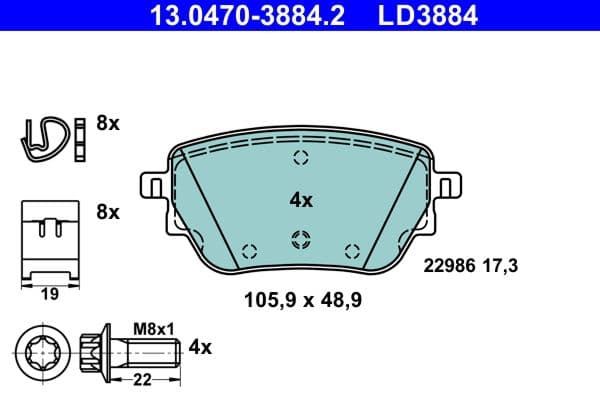 set placute frana,frana disc ATE Ceramic 13.0470-3884.2