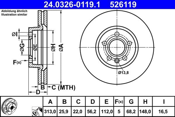 Disc frana ATE PowerDisc 24.0326-0119.1