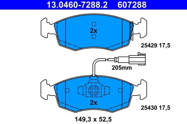 set placute frana,frana disc ATE 13.0460-7288.2