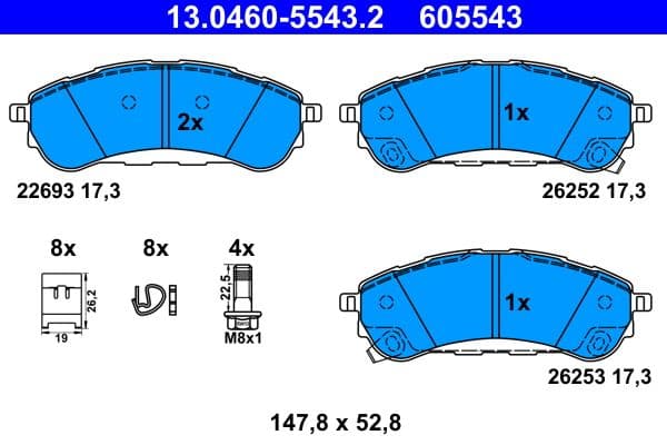 set placute frana,frana disc ATE 13.0460-5543.2