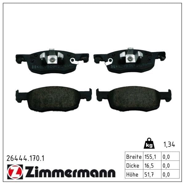 set placute frana,frana disc ZIMMERMANN 26444.170.1