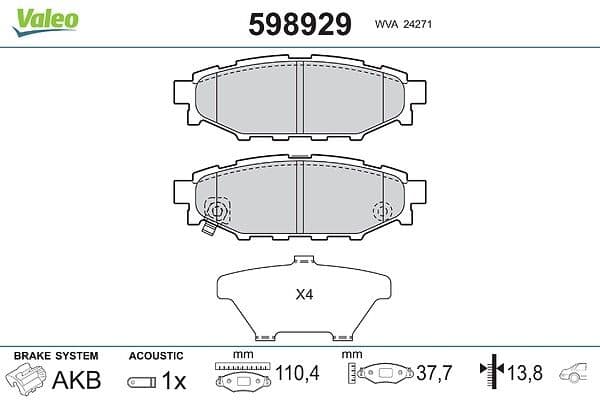 set placute frana,frana disc VALEO 598929