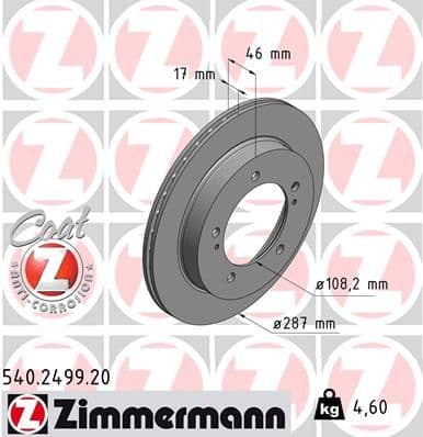 Disc frana ZIMMERMANN COAT Z 540.2499.20