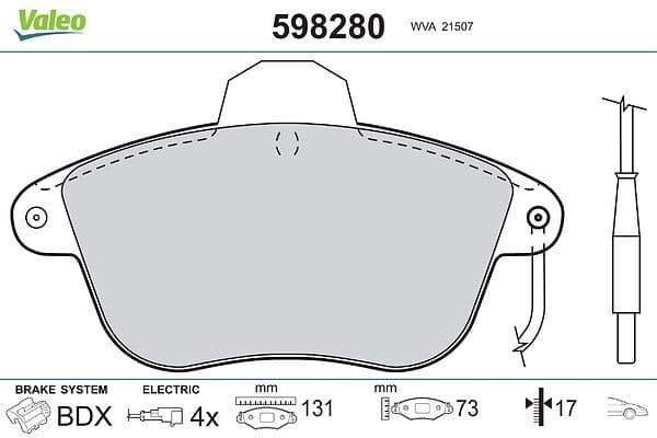 set placute frana,frana disc VALEO 598280