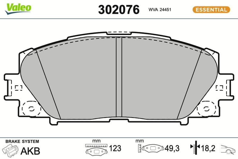 set placute frana,frana disc VALEO ESSENTIAL 302076