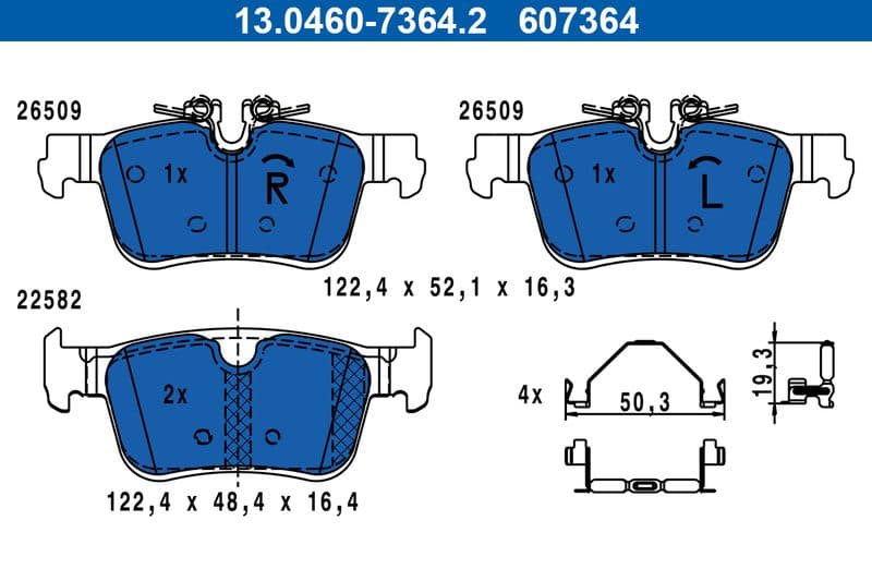 set placute frana,frana disc ATE 13.0460-7364.2