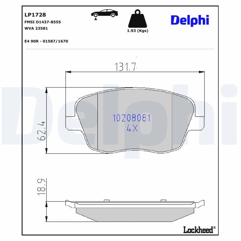 set placute frana,frana disc DELPHI LP1728