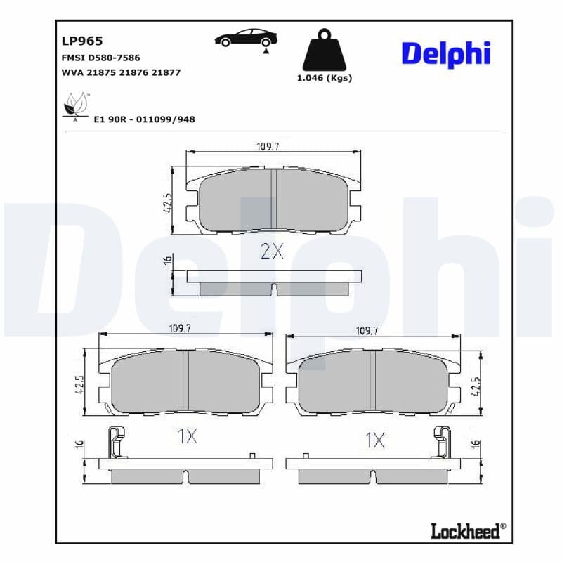 set placute frana,frana disc DELPHI LP965