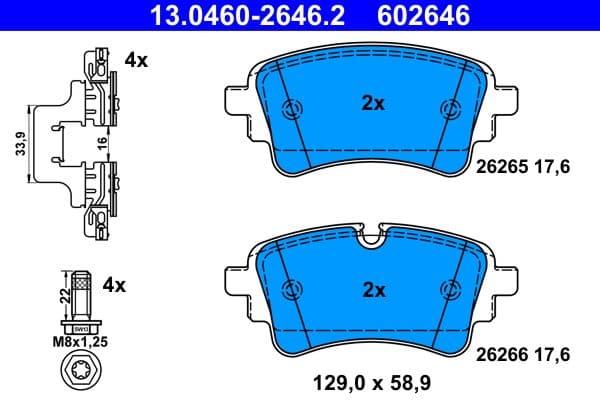 set placute frana,frana disc ATE 13.0460-2646.2