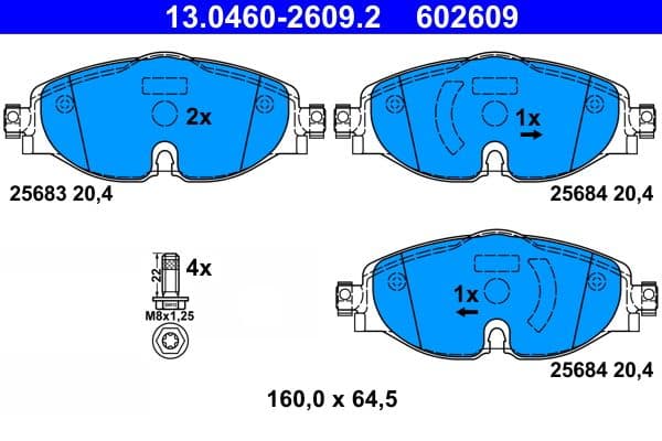 set placute frana,frana disc ATE 13.0460-2609.2