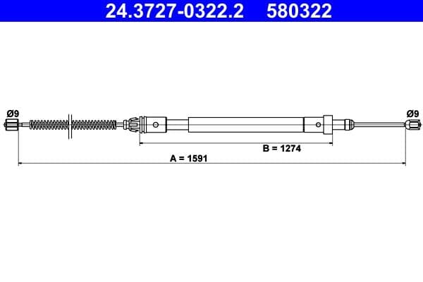 Cablu, frana de parcare ATE 24.3727-0322.2