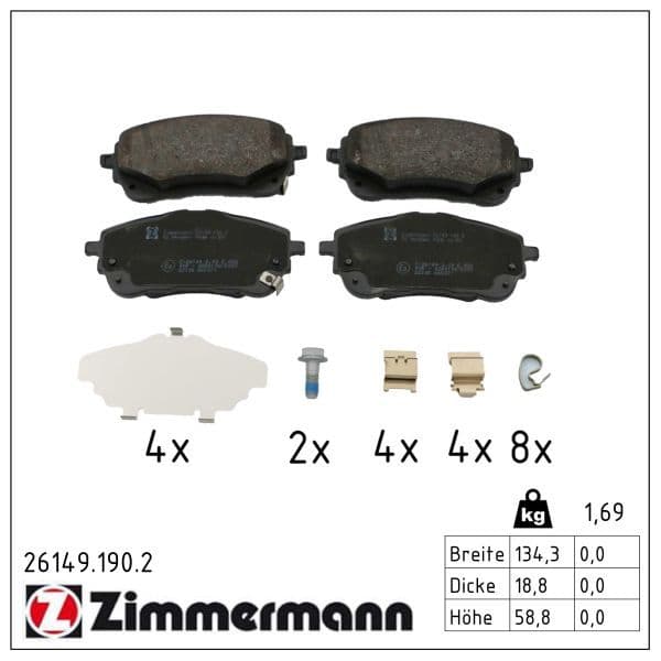 set placute frana,frana disc ZIMMERMANN 26149.190.2