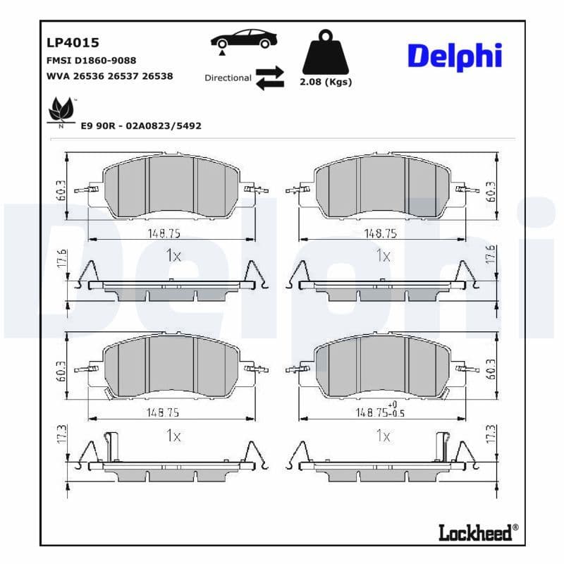 set placute frana,frana disc DELPHI LP4015