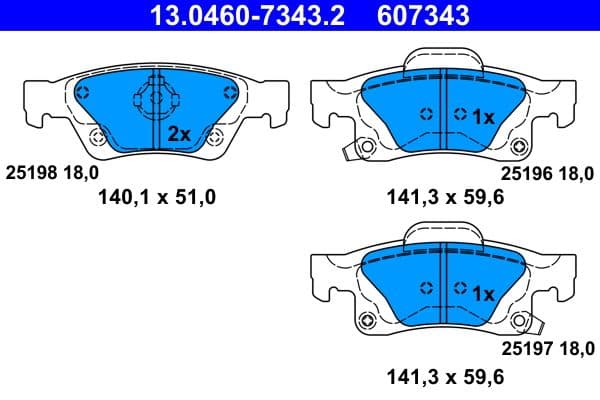 set placute frana,frana disc ATE 13.0460-7343.2