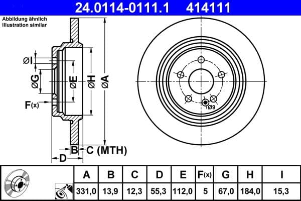 Disc frana ATE 24.0114-0111.1