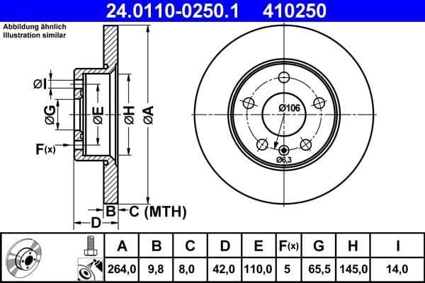Disc frana ATE 24.0110-0250.1