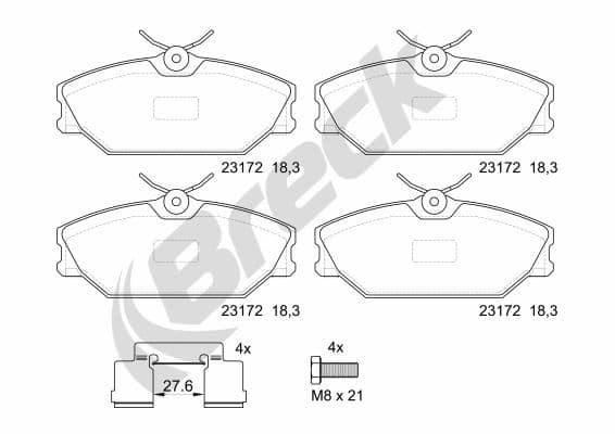 set placute frana,frana disc BRECK 23172 00 702 00