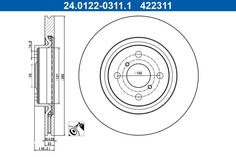 Disc frana ATE 24.0122-0311.1