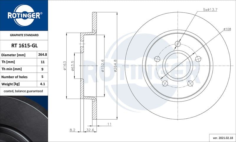 Disc frana ROTINGER GRAPHITE LINE RT 1615-GL
