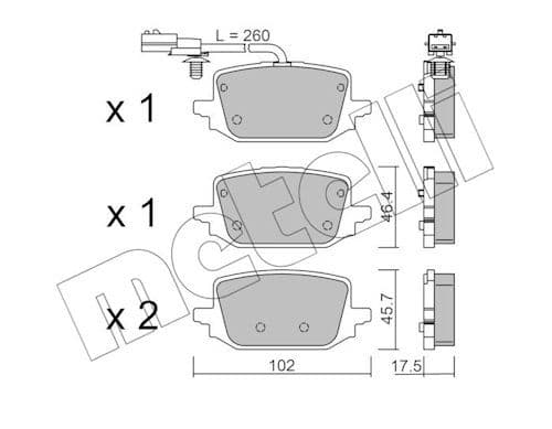 set placute frana,frana disc METELLI 22-1366-1