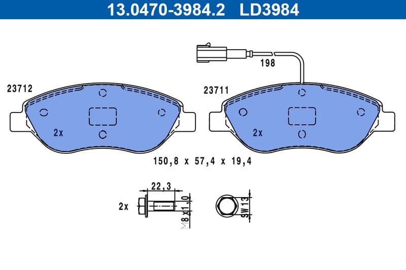 set placute frana,frana disc ATE Ceramic 13.0470-3984.2