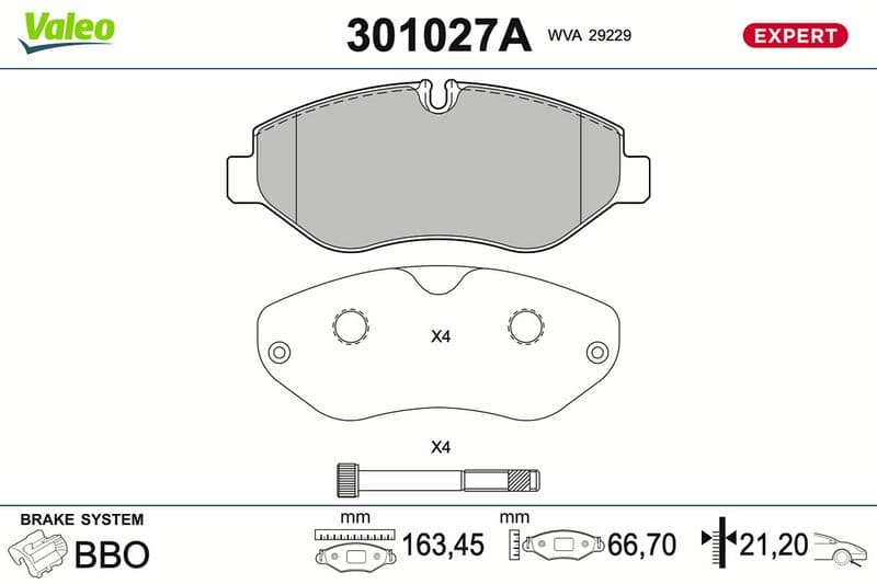 set placute frana,frana disc VALEO 301027A