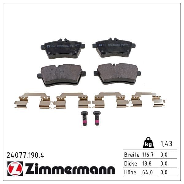 set placute frana,frana disc ZIMMERMANN 24077.190.4
