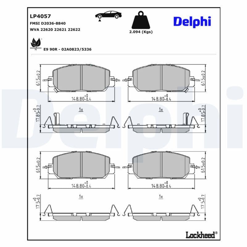 set placute frana,frana disc DELPHI LP4057